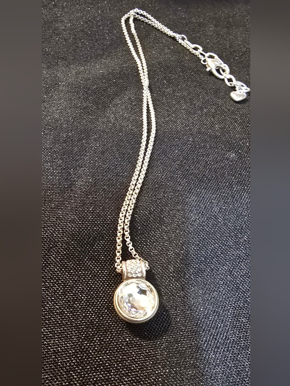 Silver Crystal Pendant Necklace - Clear Stone